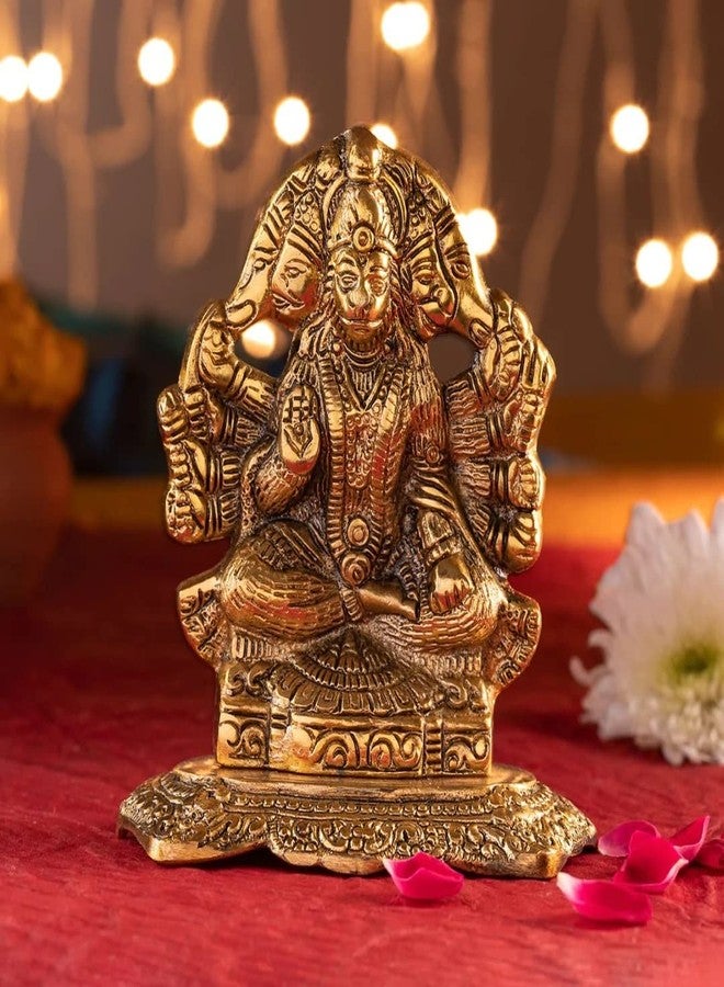 Servdharm Panchmukhi Hanuman Ji Murti | Statue for Home Decor, Gifting, Protection from Evil Eye, 14.7 cm(Gold) - Image 3